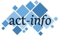 Ein Strudel in Form der Schweiz mit der Schrift "act-info"