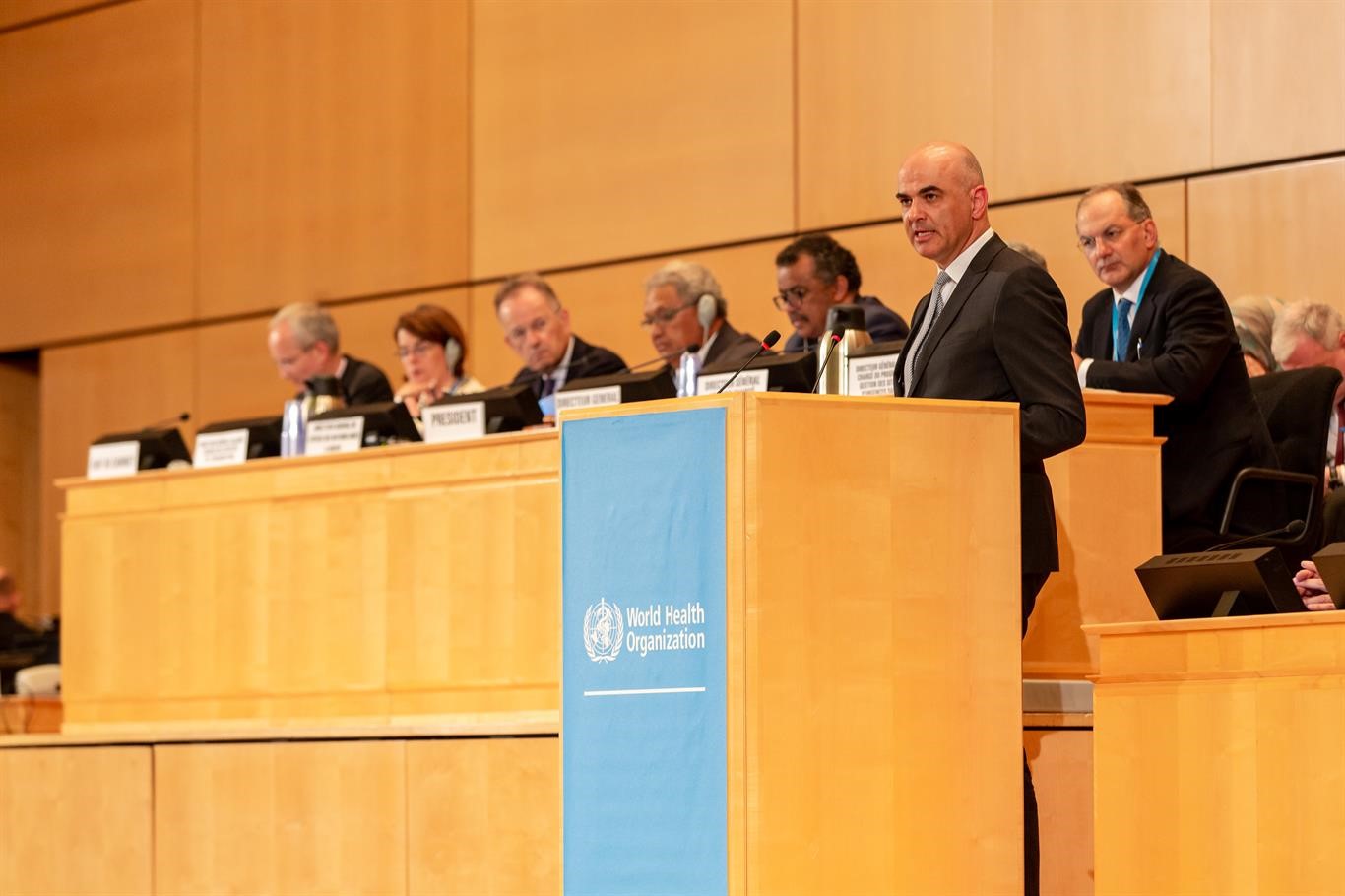 Discours d'ouverture du Conseiller fédéral Alain Berset lors de la 71ème Assemblée mondiale de la Santé, Genève (CH), 21 mai 2018 (©WHO / A. Tardy)