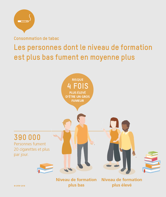 Les personnes dont le niveau de formation est plus bas fument en moyenne plus
